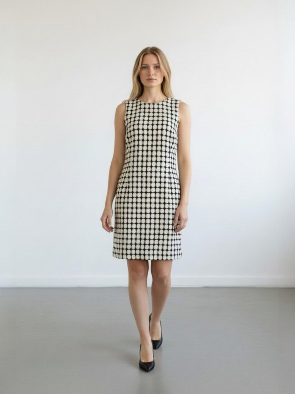Pim + Larkin Geometric Print Sheath Dress, Black & Cream S